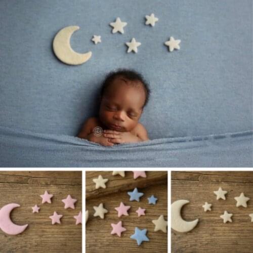 Newborn Photography Props Wool Felt Moon and Star Mini Props Infant Photo Shoot Accessories Baby Photo Decorations Creative Prop