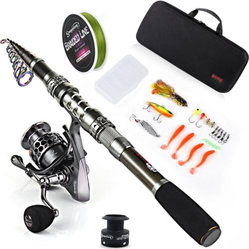 Sougayilang Fishing Rod Combo 1.8-2.4M Spinning Fishing Rod Spinning Reels Fishing Carrier Bag Lure Line Sets for Travel Fishing