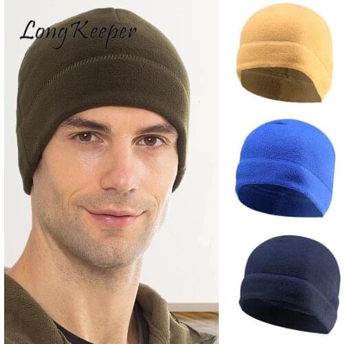 Winter Warm Army Beanie Hat Polar Fleece Beanies Cap Men Outdoor Windproof Fleece Skull Cap Retro Solid Hat Soft Unisex Hats
