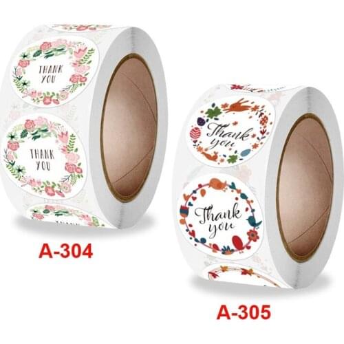 Rolled Round Flower Stickers for Gift Thank You for Your Product Decoration Self-adhesive Labels Gift Seal Sticker for Package