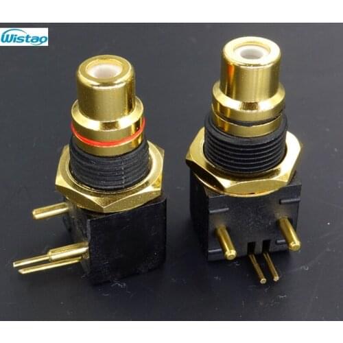 Extra-thick RCA jack 24K Brass Gold-plated Inserted PCB Thickness 4mm Superior Performance 1 Pair HIFI Audio Free Shipping