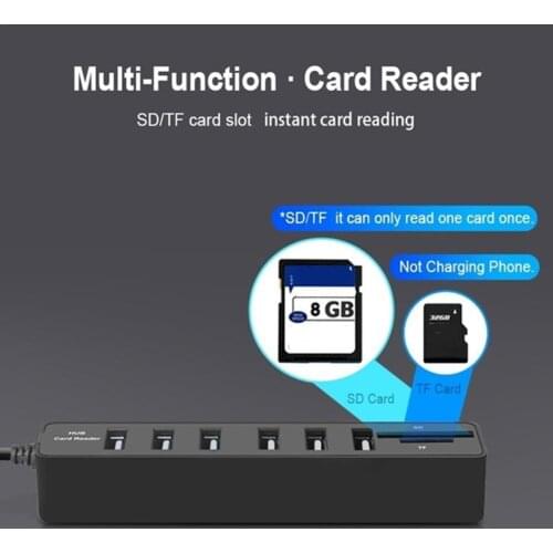 USB Hub Combo 6 Ports 2.0 Micro Card Reader SD/TF High Computer For PC Splitter Combo One Hub Speed USB Accessories All Mul O8K8