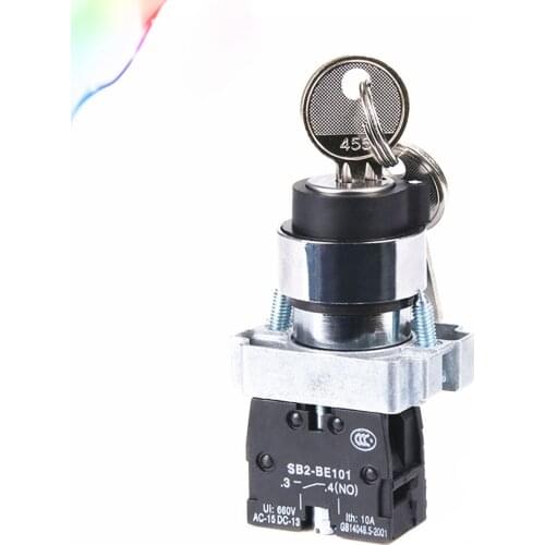 XB2-BG21 21C Two Position Maintained Selector Rotary Self-locking with Key Push Button Switch 10A 1NO 22mm