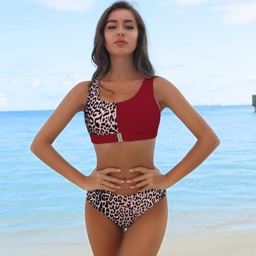 Fashion multicolor stitching swimsuit female split print sexy bikini travel vacation beachwear bikini push up high waist bikini