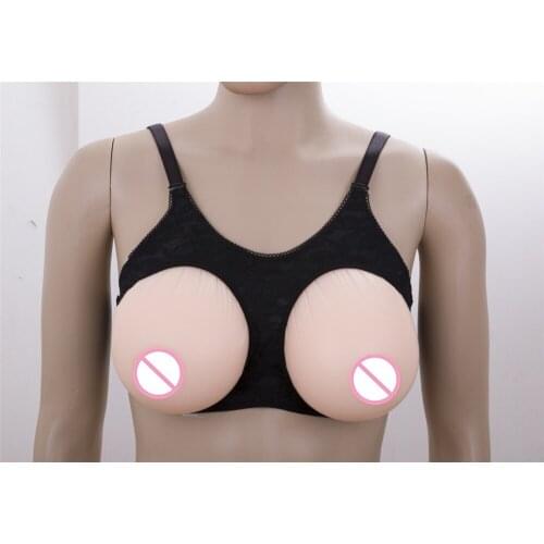 Crossdresser Breast Bra Suit 1600g/Pair Silicone Fake Breast Boobs Transvestite Feminine False Breast Forms CT with Black Bra