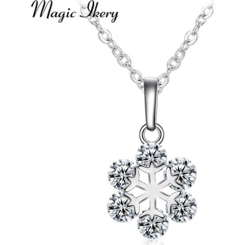 Magic Ikery Fashion Snow Flower Pendant Necklace Cubic Zircon Fashion Jewelry For Women Jewelry Pretty Gifts MMN143