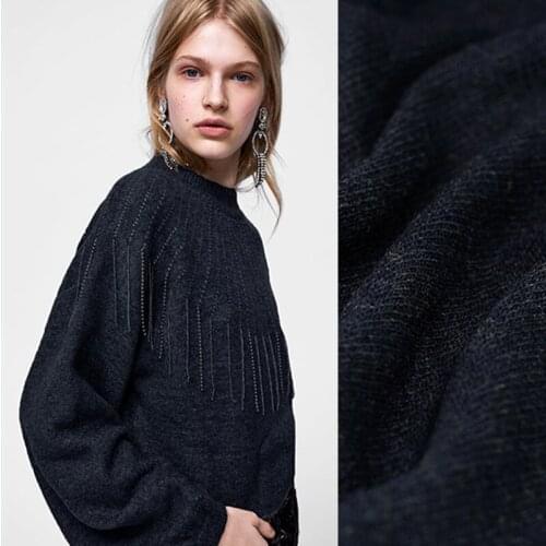 135CM Wide 450G/M Weight Blue Gray Double-faced Knitted Wool Viscose Fabric for Autumn and Spring Coat Jacket Dress DE891