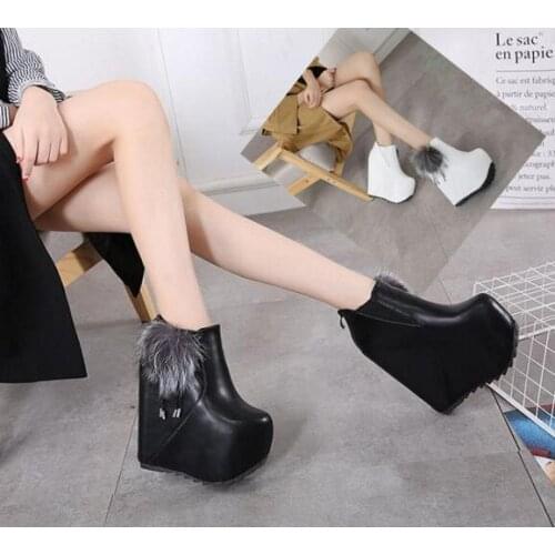 18cm20cm super high heel slope heel inside high shoes short boots hate sky high thick soled womens leather shoes
