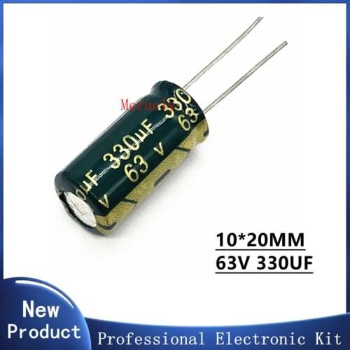 5PCS 63V 330UF 20% High frequency and low impedance in-line aluminum electrolytic capacitors long life Brand new authentic