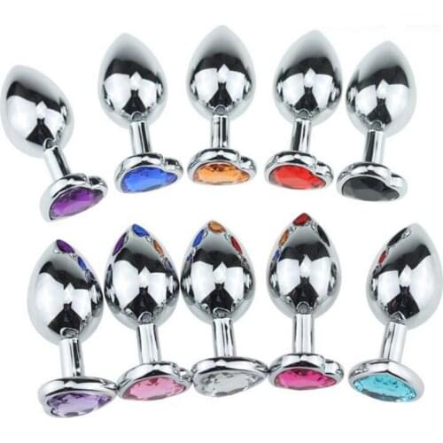 50PCS/lot Medium Size Heart Shape Anal Plug Metal Erotic Butt Plug Jewelry Adult Sex Toy for Woman Men Couple Erotic Sex Product