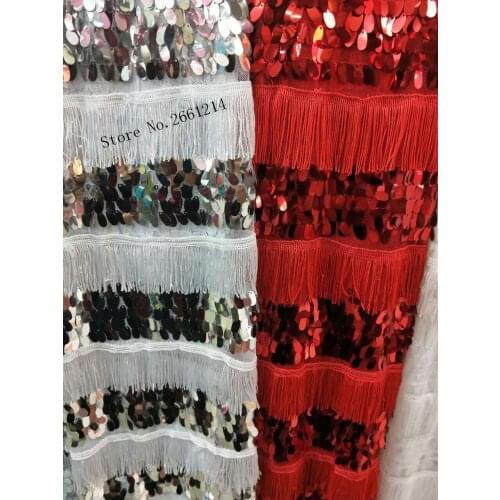 6 colors embroidered Tulle Lace with big sequins french net lace Fabric High Quality High quality BZL-35120