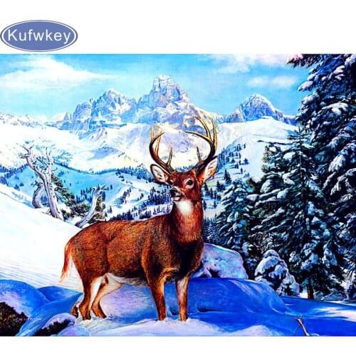 Diamond Embroidery,smow deer,5D,Diamond Painting deer,Cross Stitch,picture,Diamond Mosaic,home Decoration,christmas landscapes
