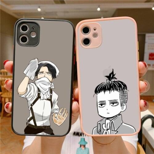 Anime Attack On Titan Levi Ackerman Phone Case for iPhone X XR XS 7 8 Plus 11 12 pro MAX Translucent Matte Shockproof Case