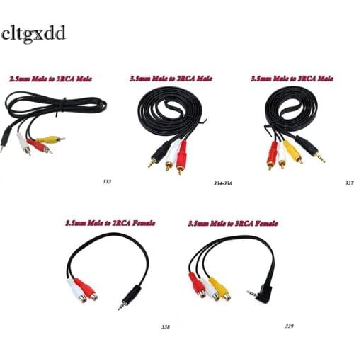 Cltgxdd 2.5 / 3.5mm Male Plug Jack to 2/3 RCA Stereo Audio Video Adaptor Cable Kabel Cord AUX for Mp3 Pod Phone TV Sound Speaker