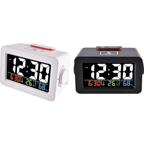 Color Lcd Digital Smart Alarm,Clock with Outdoor and Indoor Temperature Hygrometer,Humidity Clock Wake Up