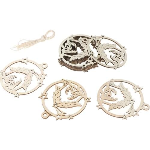 10PCS/Lot Vintage Hollow Christmas Jesus Wooden Pendants Ornaments Wood Craft Easter Day Ornaments Decorations Gifts