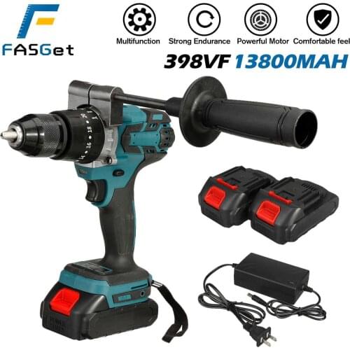 Brushless Electric Drill 20 Torque 520N.M Cordless Screwdriver 13mm Chuck Li-ion Battery Electric Power Screwdriver Drill