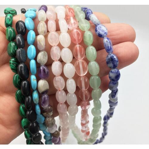 Eruifa 10pcs 6*10mm oval semi precious stone Charms Pendant Jewelry DIY Earring Necklace 9 colors