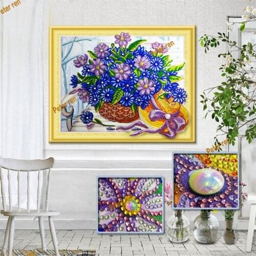 Peter ren Special-shaped 5D diamond painting shaped diamond flower bedroom living room decorative painting Round diamond mosaic