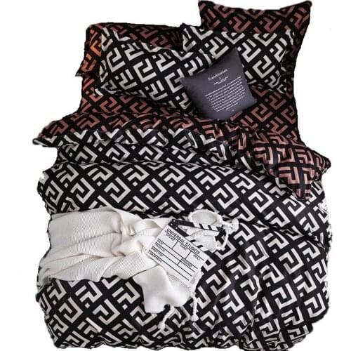 Duvet Cover + Pillow Cases Set Gemetric White Black 10 Kinds Sizes US AU EU King Queen Twin Single Size