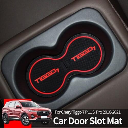 Anti-Slip Gate Slot Cup MatFor Chery Tiggo 7 Pro 2016-2021 Interior Non-slip mat Accessories Door Pad Car Styling Stickers