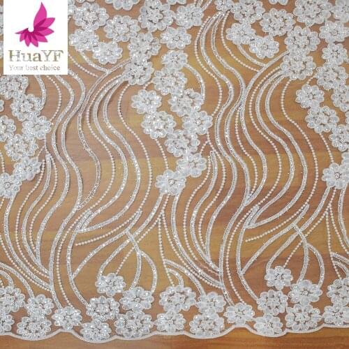 Hot Selling Bridal Lace Net Embroidery Fabrics With Sequins HY1141