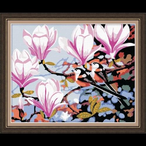 MaHuaf-X225 Abstract oil painting by numbers Framed 40x50cm Twilight song flowers Decorative canvas pictures for living room