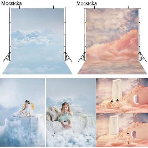 Mocsicka Clouds Sky Photography Backdrop Abstract Texture Pastel Blue Sky Sunset Portrait Photographic Background Photo Studio