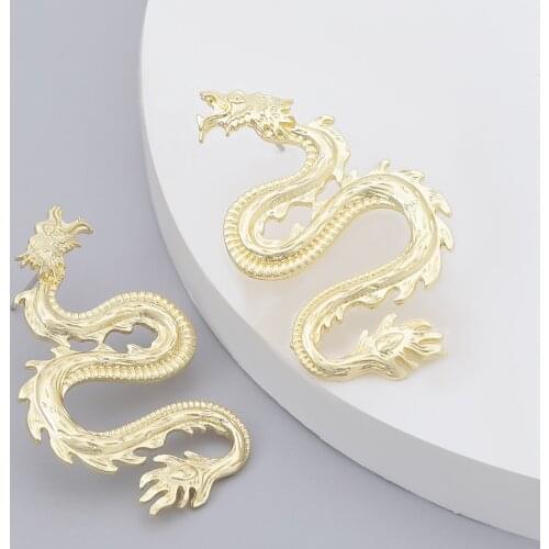 Fashion simple metal oriental dragon-shaped earrings womens exaggerated popular drop earrings Chinese style jewelry accessories