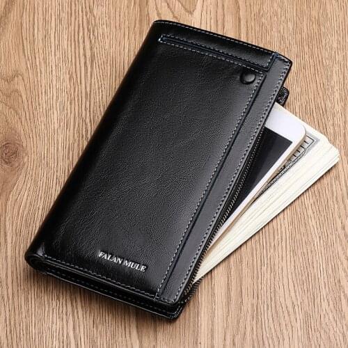 Mens Long Wallet Business Zipper Mobile Phone Bag Large Capacity Banknote Clutch Cards Holder