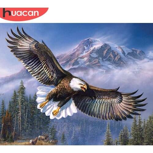 HUACAN DIY Diamond Painting Eagle Full Square 5D Mosaic Diamond Animal Mosaic Rhinestone Cross Stitch Home Decoration