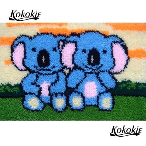 DIY latch hook kits rug elephant printed canvas knooppakket tapijten accessories 3d embroidery foamy floralkussen knooppakket