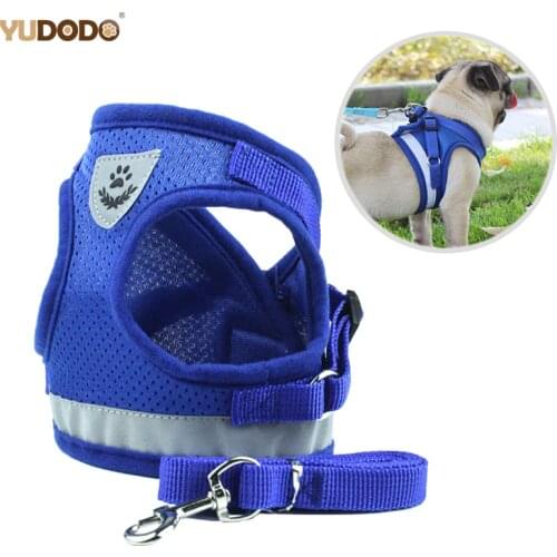 Nylon Dog Harness Leash Set Reflective Small Pet Puppy Cat Vest Harnesses Breathable Mesh Harness For Small Medium Dogs S-XL