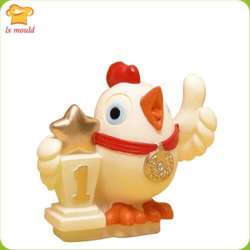 2021 New Childrens Birthday Party Candle Silicone Moulds Award Medal Chick Cake Baking Mould Cartoon Chicken Baby Molds
