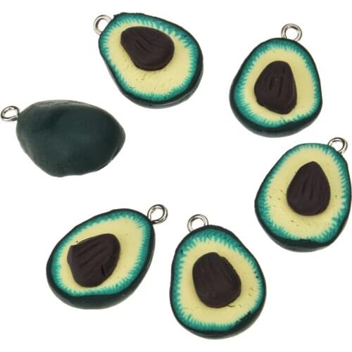 NEW 10PCS/Lot Fruit Beads Polymer Clay Beads Polymer Clay Charm little pendant Mixed Avocado shape DIY Jewelry Making