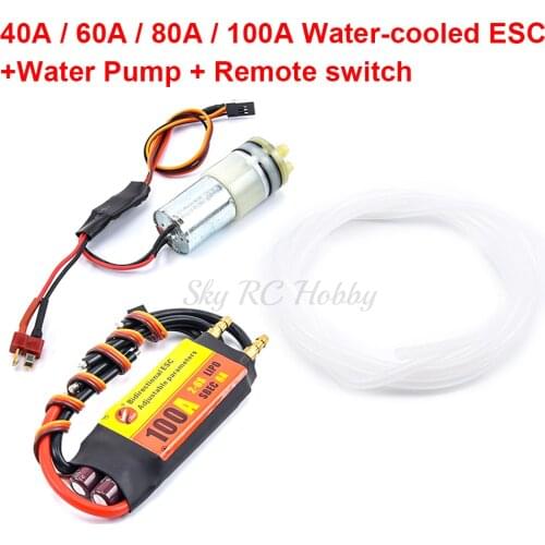 Programmable 40A 60A 80A 100A Bidirectional Water-cooled Brushless ESC / Water Pump for RC Plain Ship Car Underwater Propeller