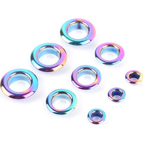 Different Sizes Rainbow Metal Eyelets For DIY Leathercraft Scrapbooking Shoes Belt Cap Bag Tags