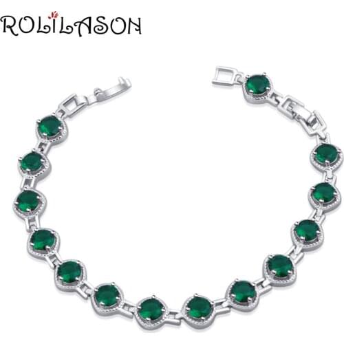 ROLILASON simple antique style design green zircon crystal bracelet fashion party gift fashion jewelry TB1158