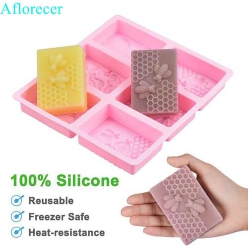 Honey Bee Silicone Soap Mold diy Handmade Craft 3d Soap Mold Silicone Rectangular Oval 6 Forms Soap Molds For Soap Making