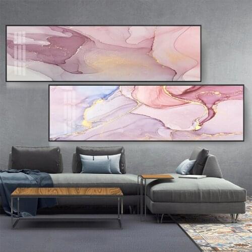 Nordic Abstract Canvas Painting Golden Purple Watercolor Pink Pictures For Wall Art Home Decoration Modern Painting Print Poster
