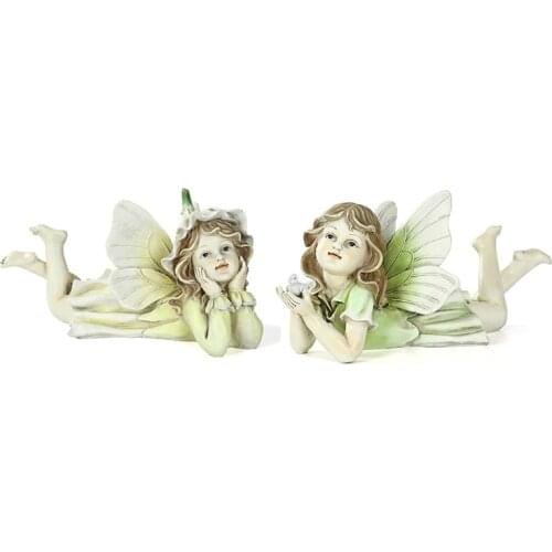 Fairy Garden - Light Green Miniature Fairies Figurines Accessories for Outdoor or House Decor Fairy Garden Supplies