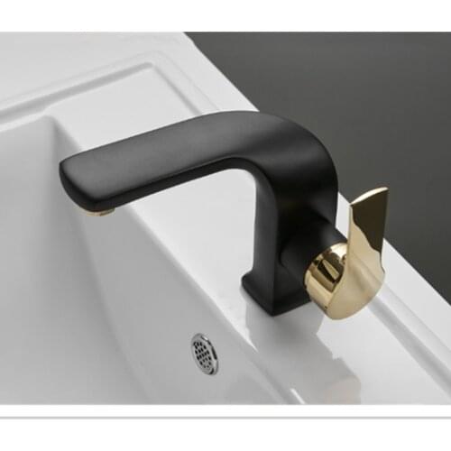 LIUYUE Basin Faucets Brass Black/Chrome Bathroom Modern Style Design Faucet Deck Mounted Cold/Hot Water Sink Mixer Taps Torneira