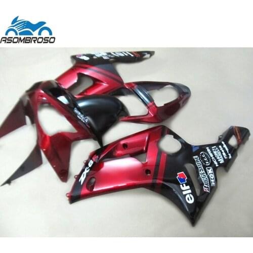 Sports Plastic Motorcycle Bodypart Injection for Kawasaki Ninja ZX6R fairing kit 2003 2004 black red fairing set zx6r 03 04 GV60
