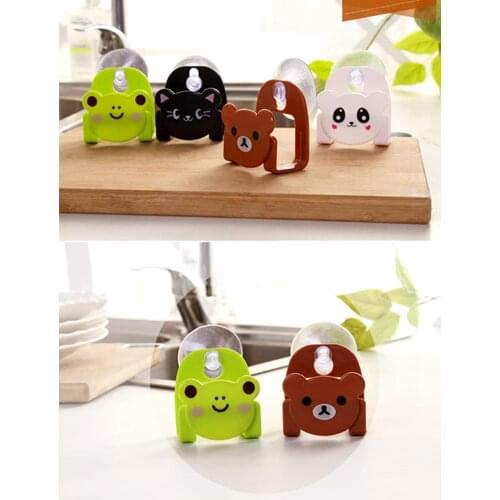 1pc Cartoon Sink Suction Cup Storage Rack Sponge Holder Clip Rag Storage Rack kitchen Bathroom Multi-Purpose Hooks