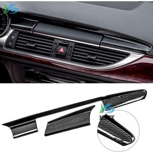 Carbon Fiber Car Dashboard Navigation Decorative Trim Strip Stainless Steel Styling Accessories 3D Sticker For -Audi A6 C7 12-17
