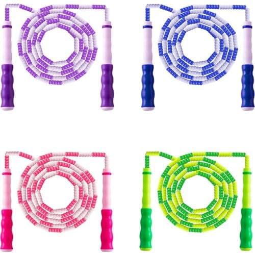 Beaded Jump Rope Adjustable Tangle-Free Segment Fitness Skipping Rope for Unisex Adults and Kids