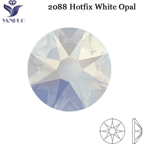 YANRUO 2088HF White Opal Hot Fixation Rhinestones Craft Dress With Rhinestones Iron On Crystal Stones For Gymnastics
