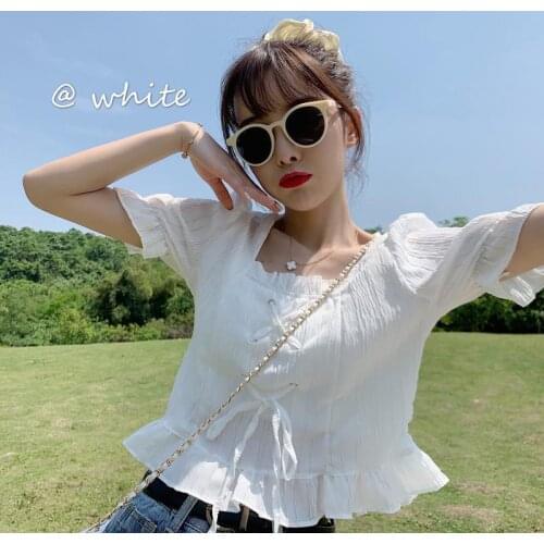 Women Blouse Summer 2021 Ruffled Short Sleeves White Top For Women Blusas Mujer De Moda