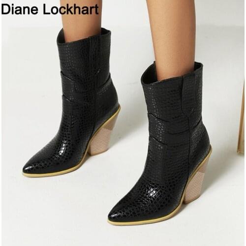 Classic Denim Wedges Shoes Women Western Cowboy Boots Female Cowgirl Boots Winter High Heels Mid Calf Woman Boot Pink Bottes 44