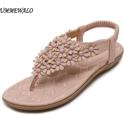 UMMEWALO Sandals Women T-strap Flip Flops Thong Flat Sandals Flowers Gladiator Sandal Shoes Summer Zapatos Mujer